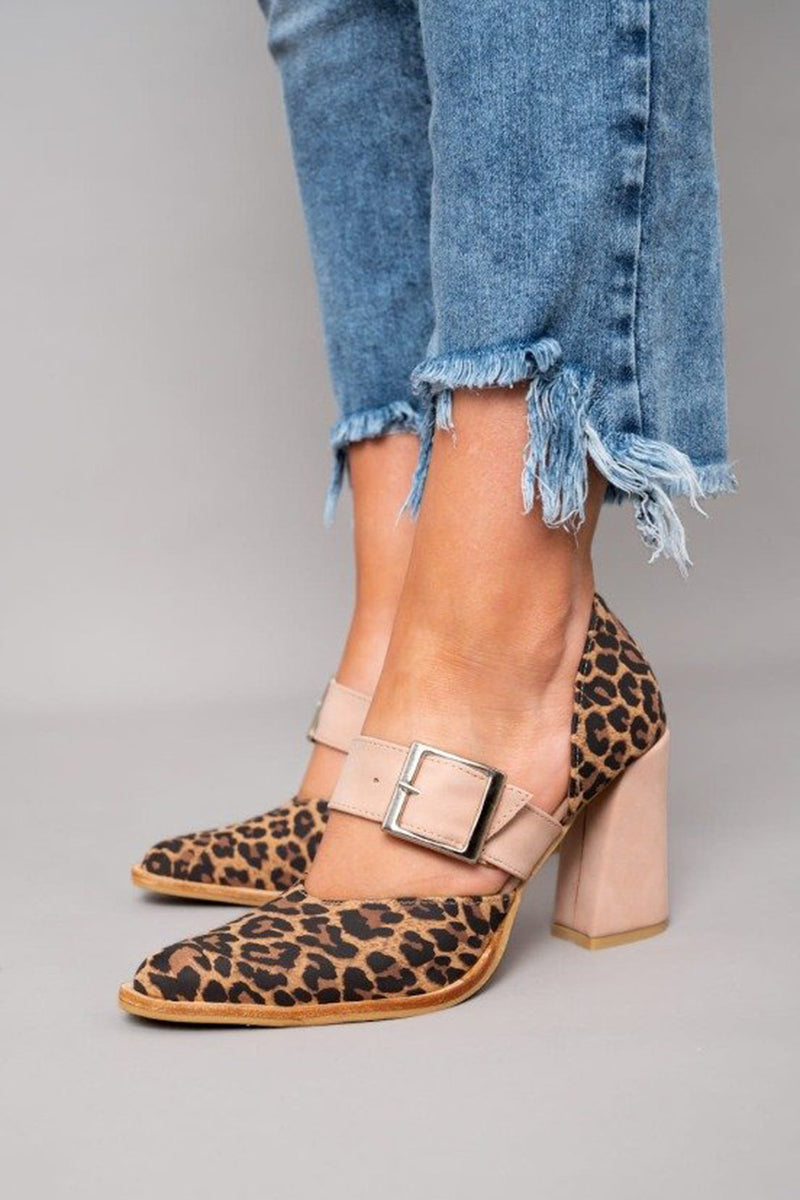 Allison | Sandalias de ante con estampado de leopardo