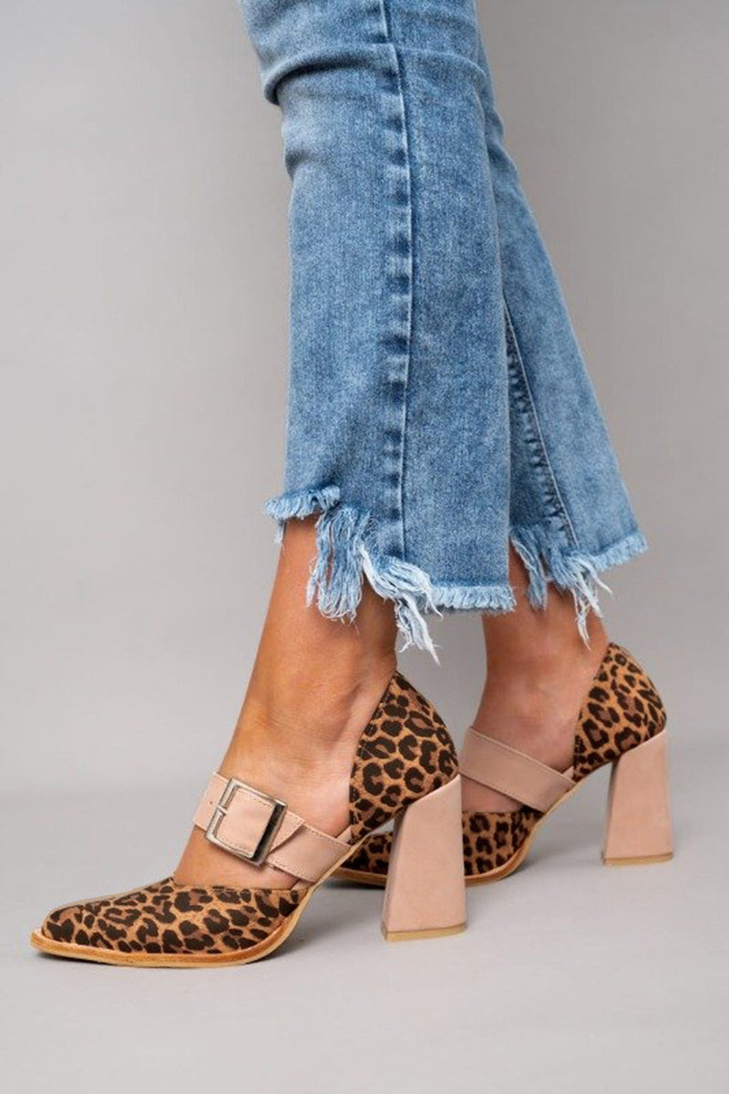 Allison | Sandalias de ante con estampado de leopardo