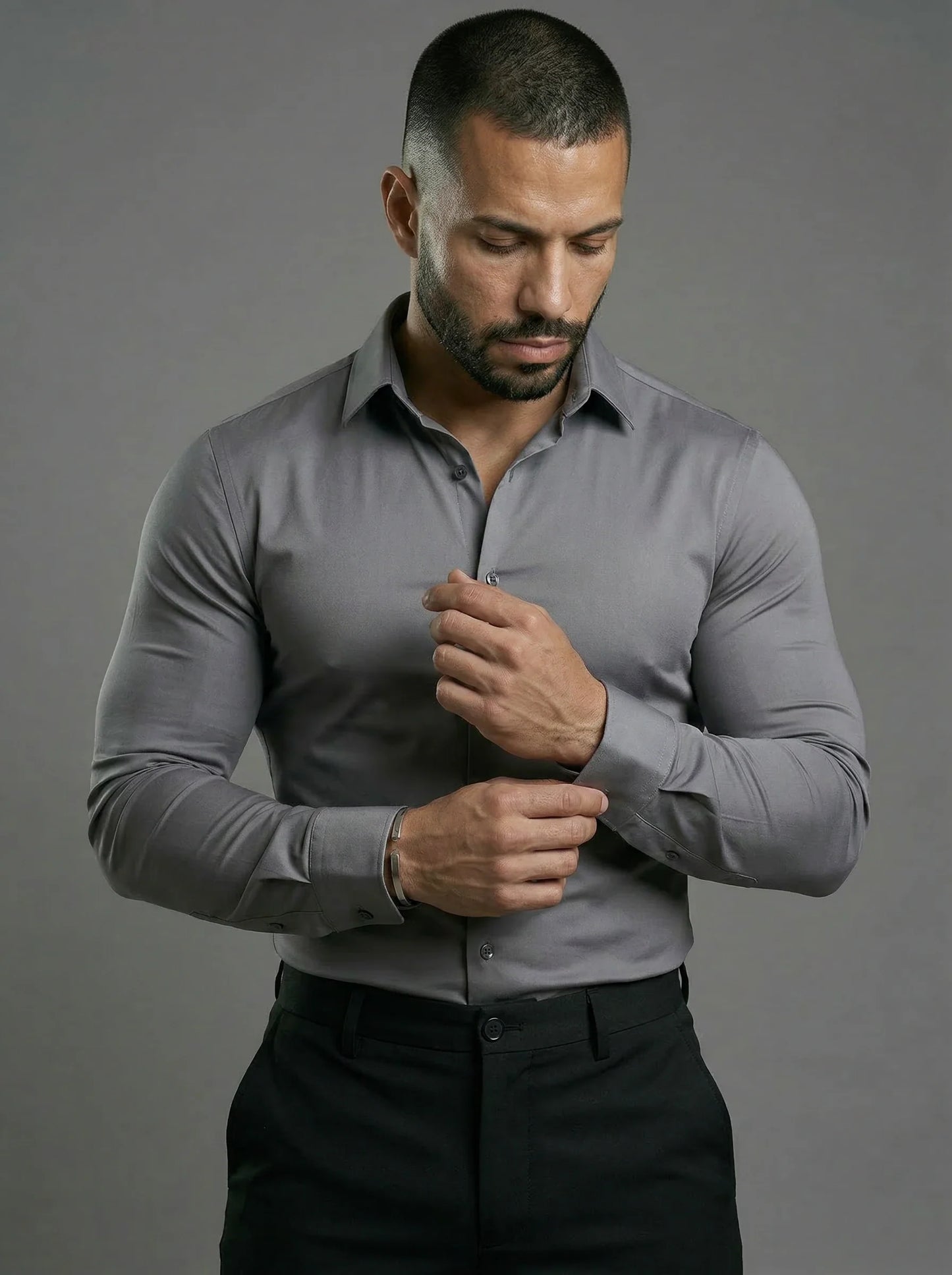 Camisa formal elástica gris