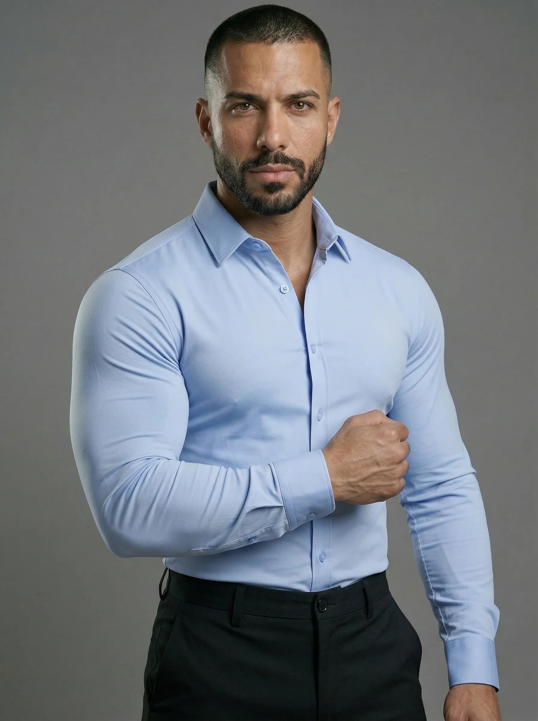 Camisa formal elástica celeste
