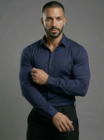 Camisa formal elástica azul marino