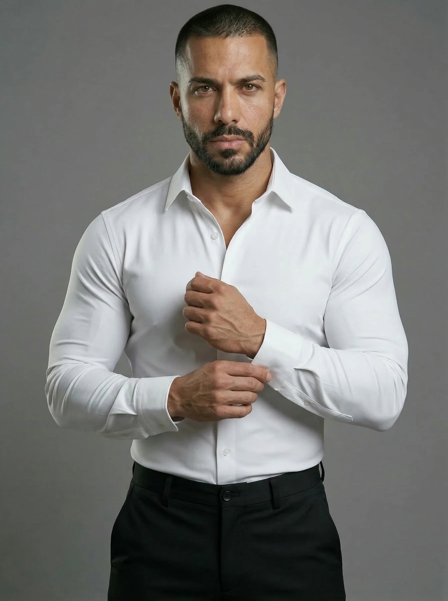 Camisa formal elástica blanca