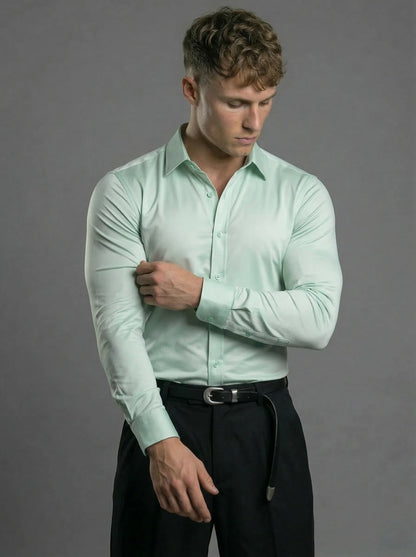 Camisa formal elástica verde menta