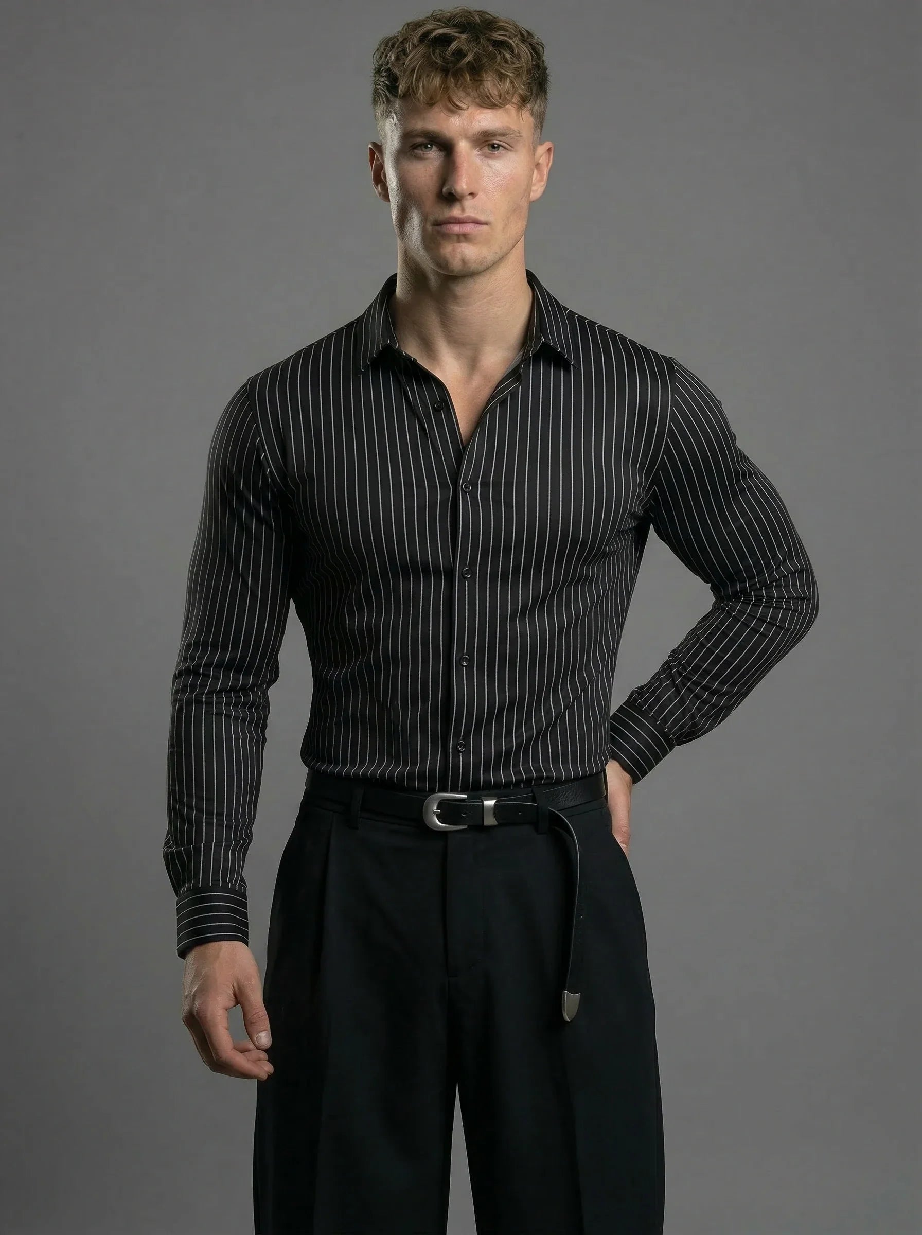 Camisa a rayas negro