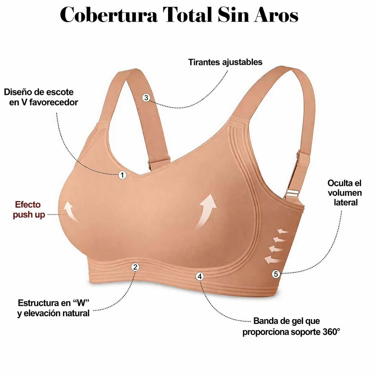 Luz -Sujetadores push-up sin costuras, de cobertura total y sin aros