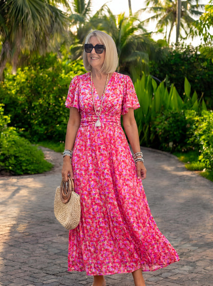 Antonella - Vestido Largo Vaporoso con Estampado Floral