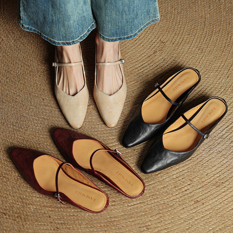Karina - Zapatillas de cuero auténtico