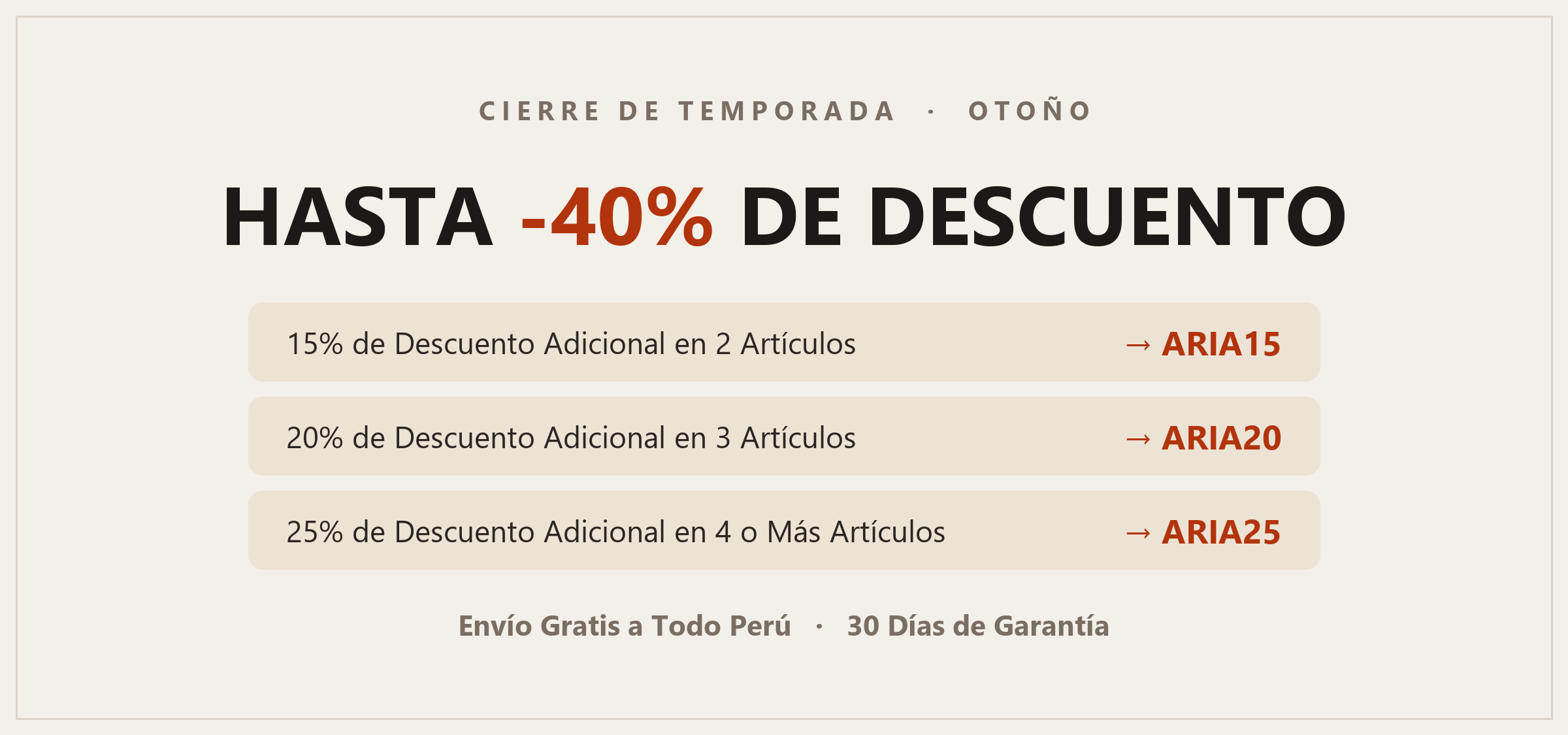 Cierre de Temporada Otono -40% codigos