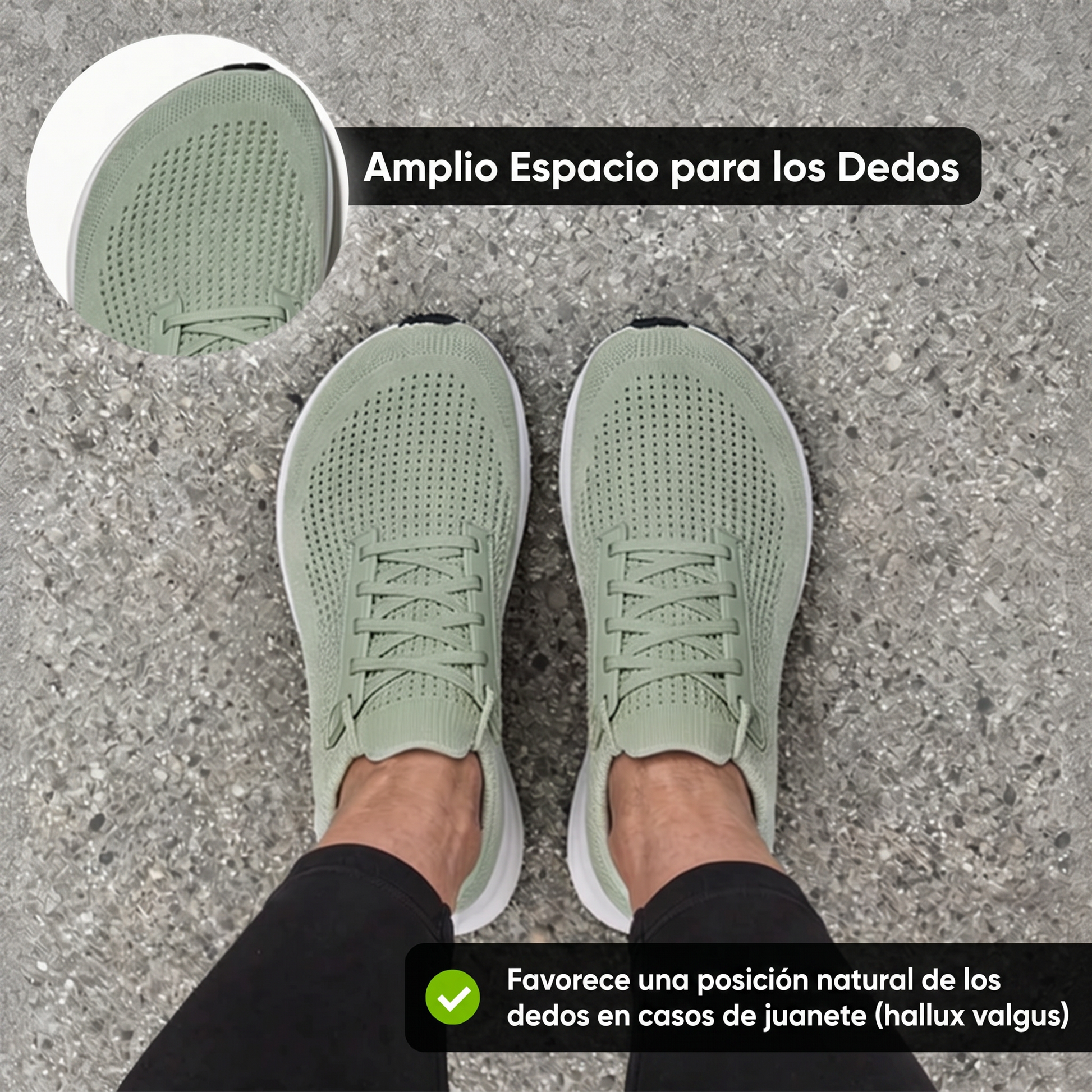 Amplio espacio para los dedos, ideal para juanetes - Cloud verde
