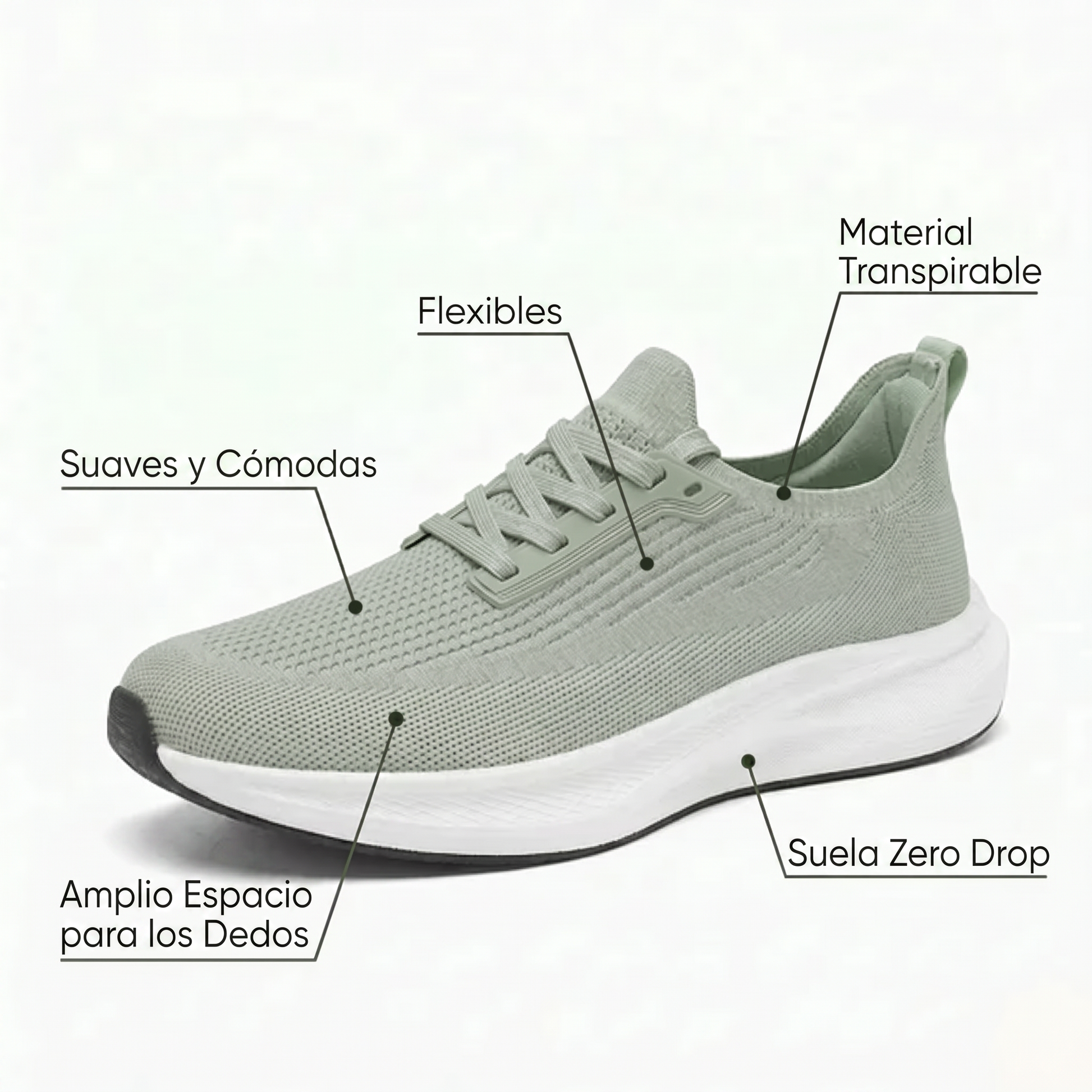 Caracteristicas: flexibles, transpirables y comodas - Cloud verde