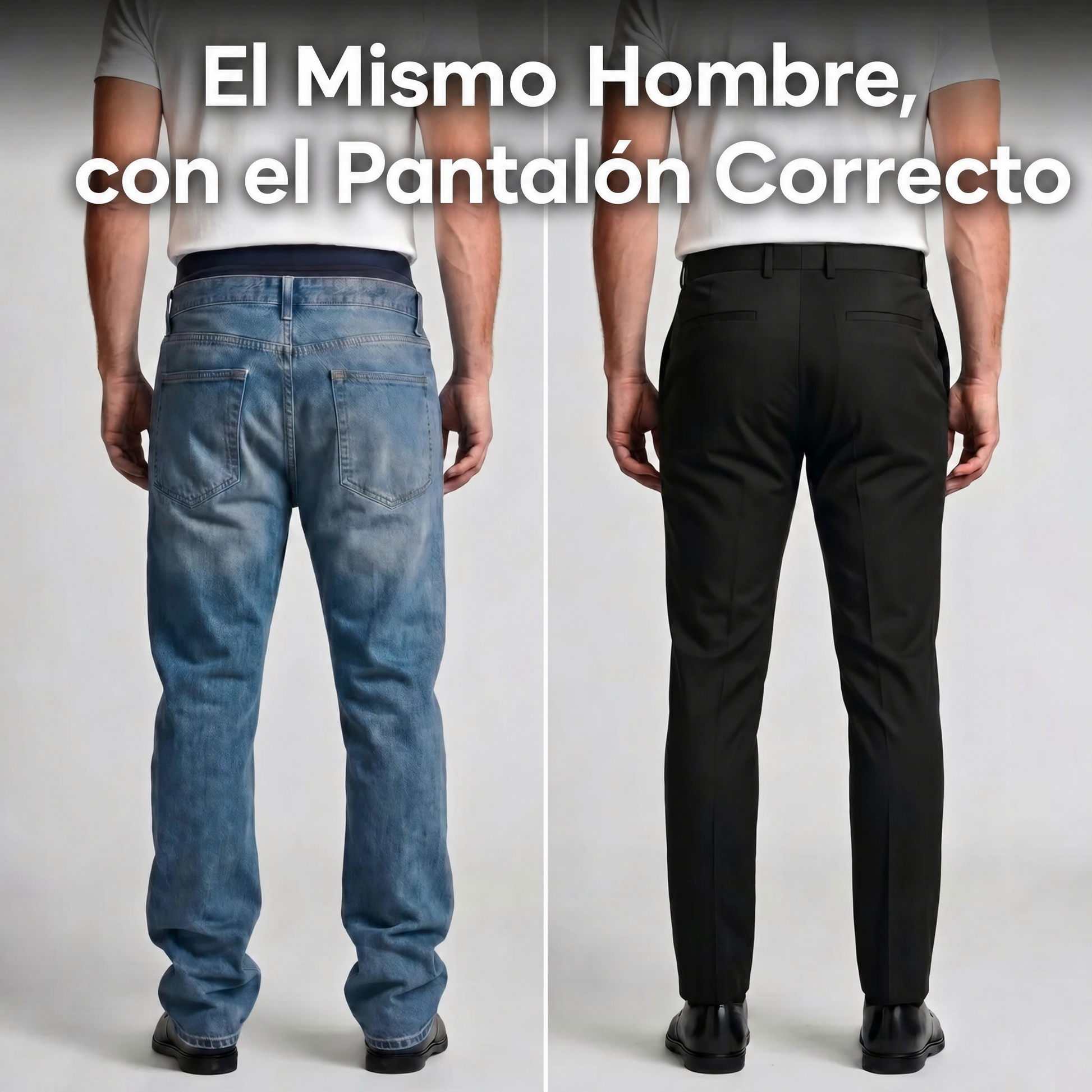 El mismo hombre con el pantalón correcto - comparación