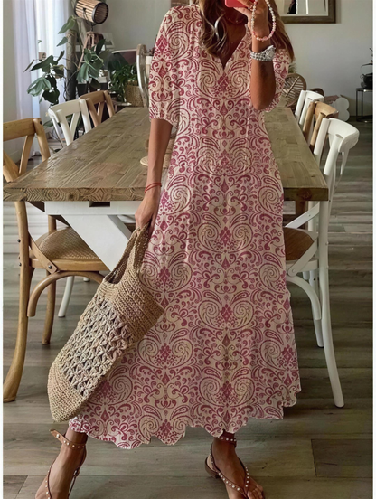 Luna - Vestido Midi Boho Rojo