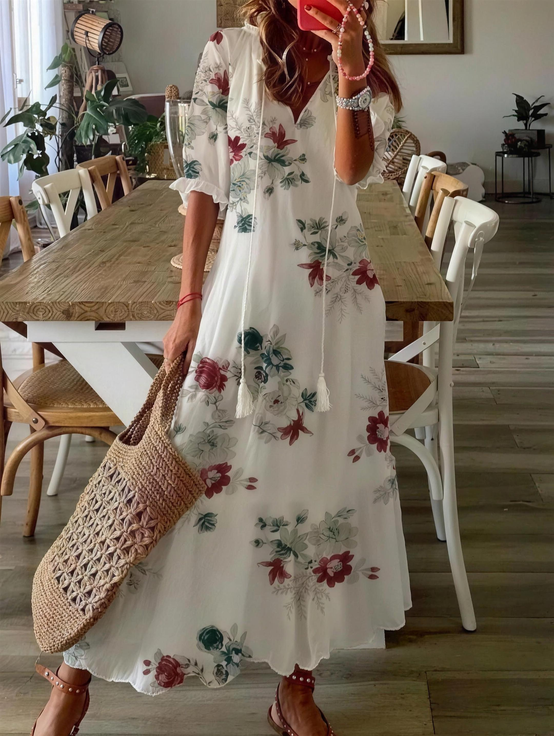 Luna - Vestido Midi Boho Blanco