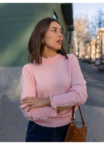 Chompa de punto Rosa Claro